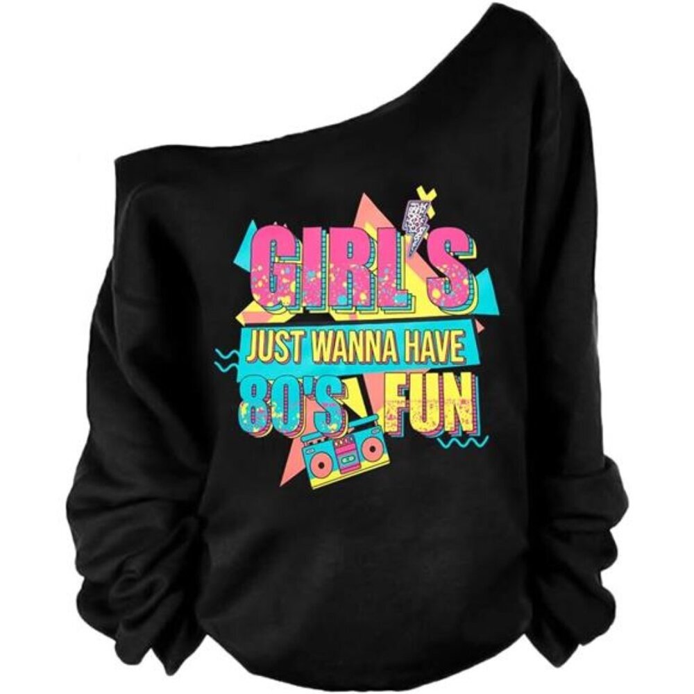 80s 90s Outfits for Women 80's Theme Party Long Sleeve Shirt 90s Off the